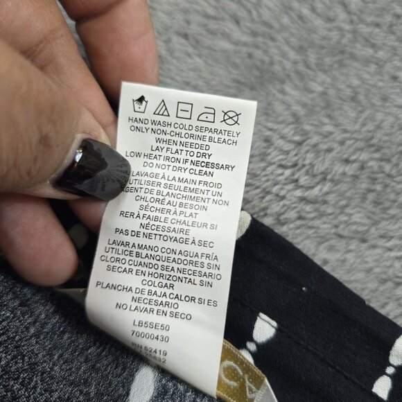 La Blanca Cover-Up Dress M Black White Striped Belted Resort Beach Midi NWOT - Picture 8 of 12